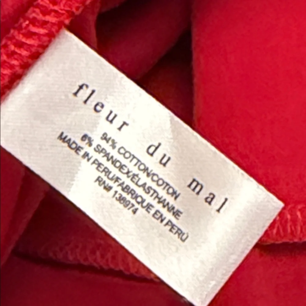 Fleur du Mal Red Deep Plunge Midi Dress with Side Ruching - Picture 12 of 13